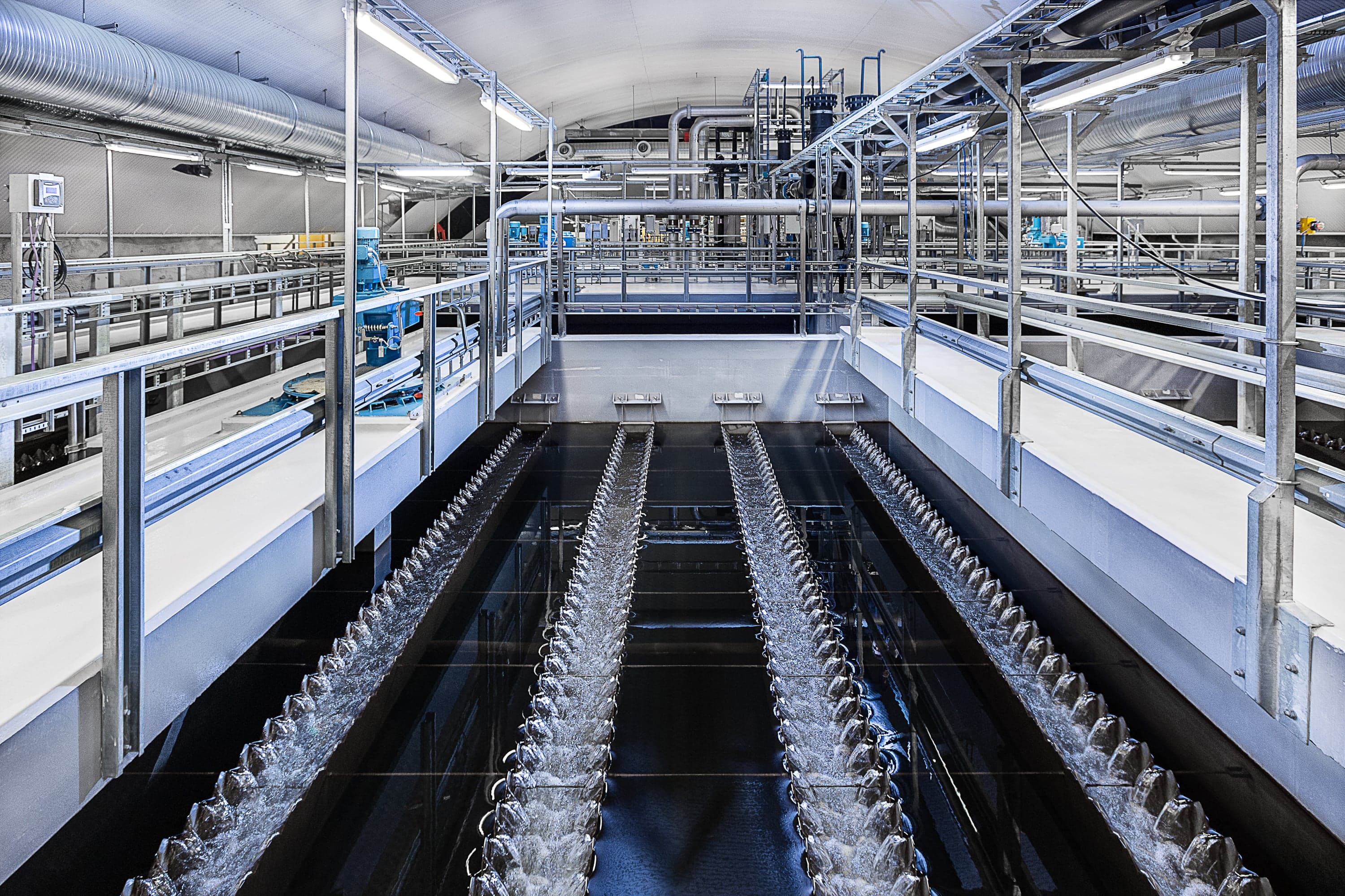 Close up from a wastewater treatment facility pool