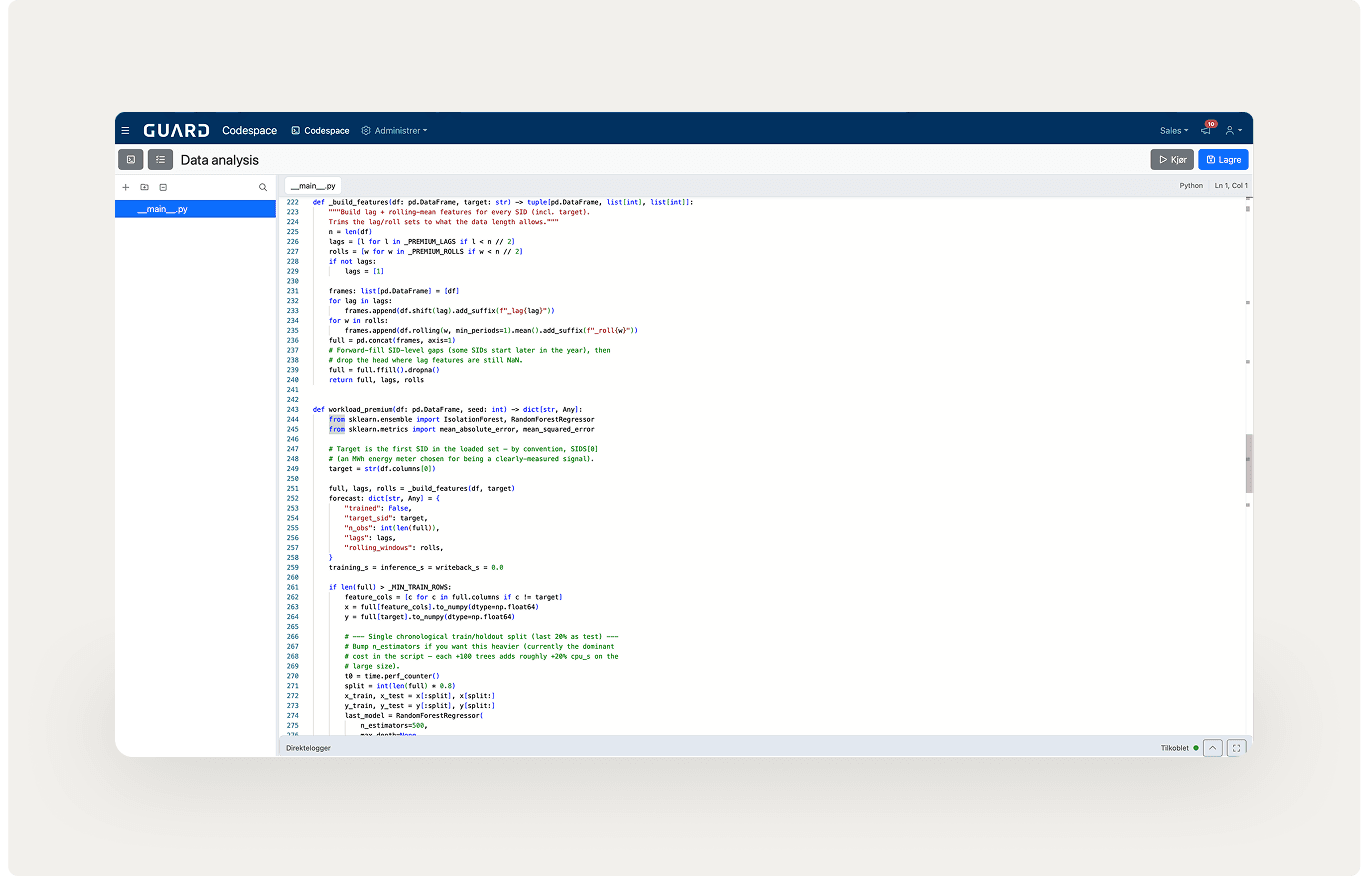 Screen shot from Guard Codespace
